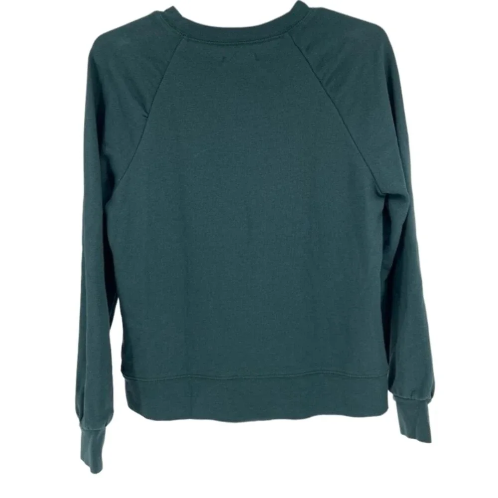 Madewell Gathered Puff-Sleeve Sweatshirt Size Small Green Lane